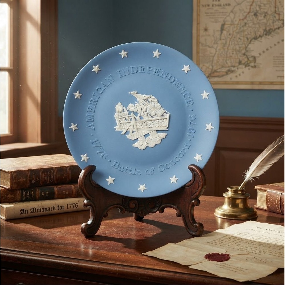 Wedgwood Jasperware American Independence Battle of Concord Bicentennial Plate